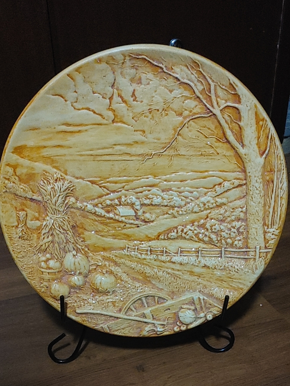 Handcrafted Harvest Wall Plaque - Warm Orange Tones